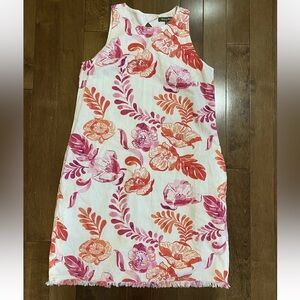 Tommy Bahama 100% Linen Dress Tropical Floral Print Lined Pockets Size XS